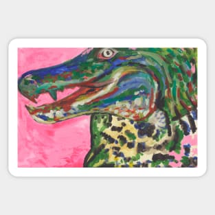 Crocodile and leopard figth Sticker